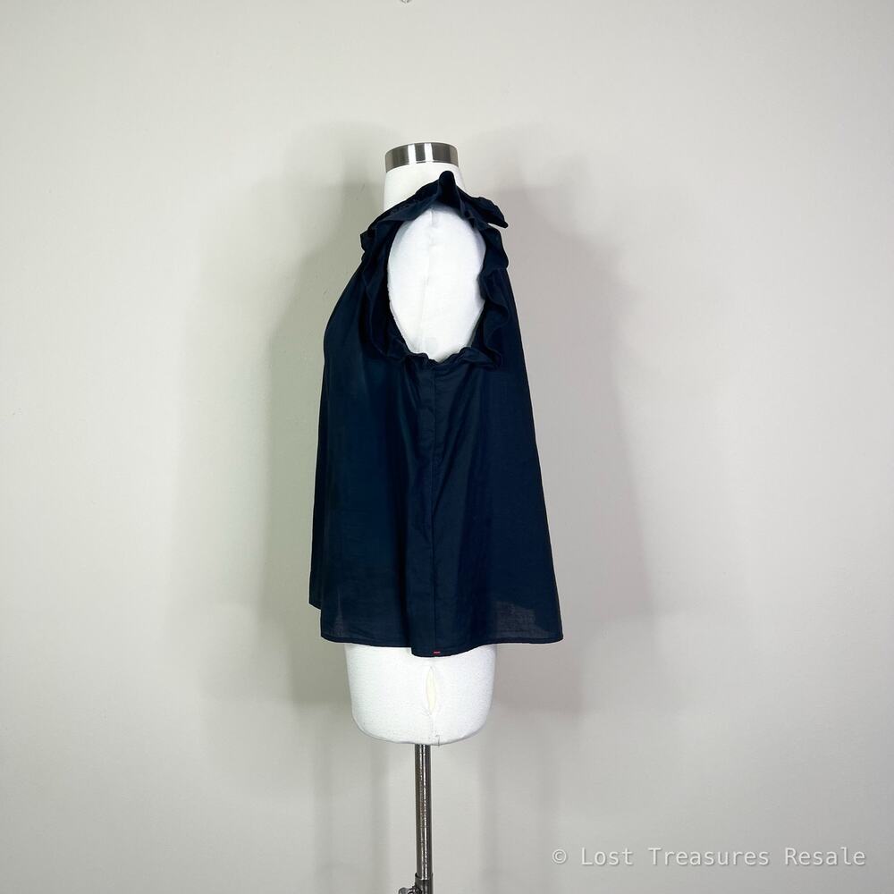 Xirena | Bex Ruffle Flutter Sleeve Bexie Cotton Designer Blouse Top Black Small - Picture 6 of 7